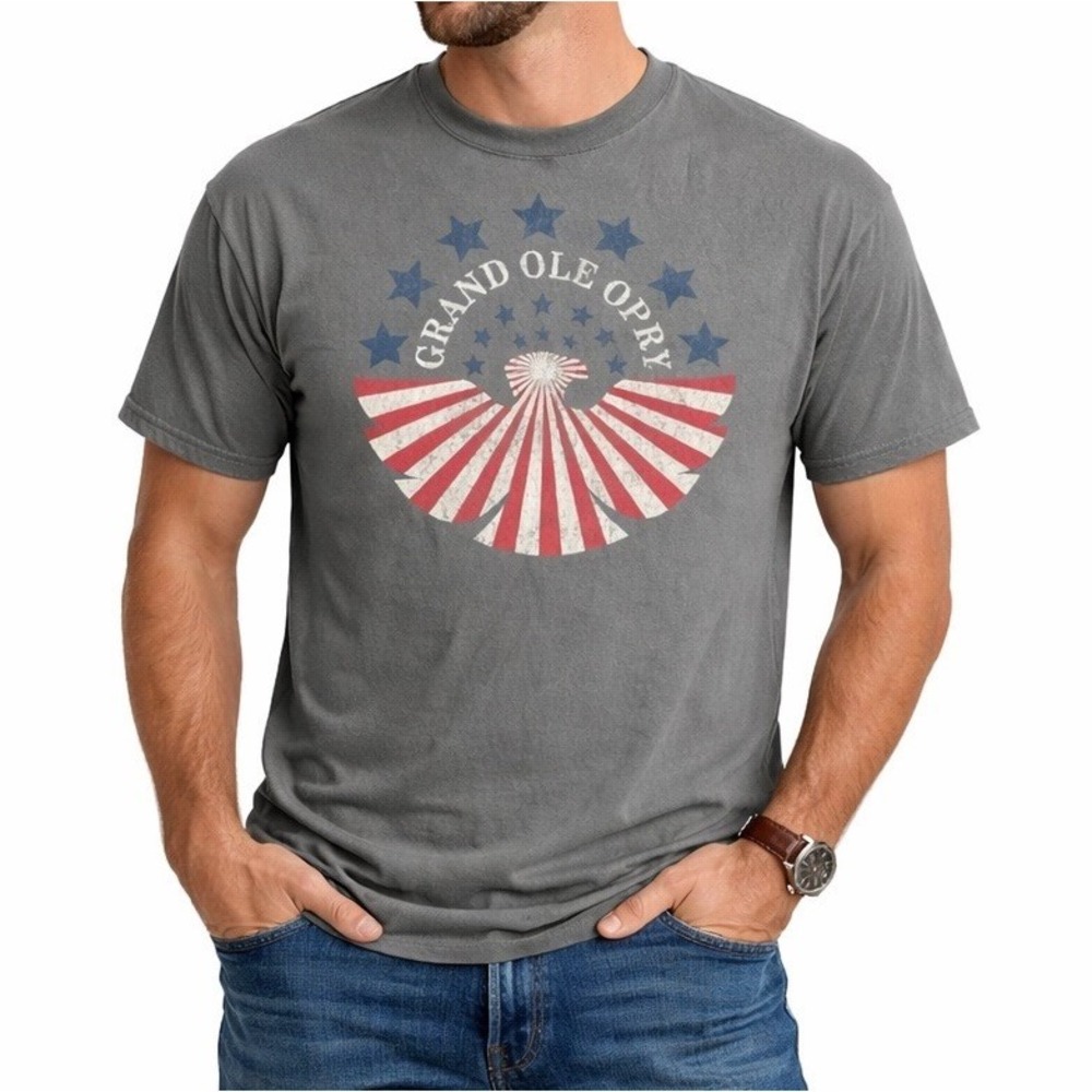GRAND OLE OPRY  T Shirt XXL Gray w/ Stars Stripes Eagle Patriotic Nashville NWT